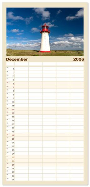 Produktbild: Familienplaner 2026 - Deutschland - Insel Sylt mit 5 Spalten (Wandkalender, 21 x 45 cm) CALVENDO