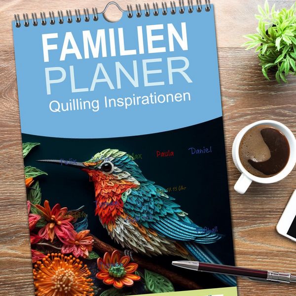 Produktbild: Familienplaner 2026 - Quilling Inspirationen mit 5 Spalten (Wandkalender, 21 x 45 cm) CALVENDO