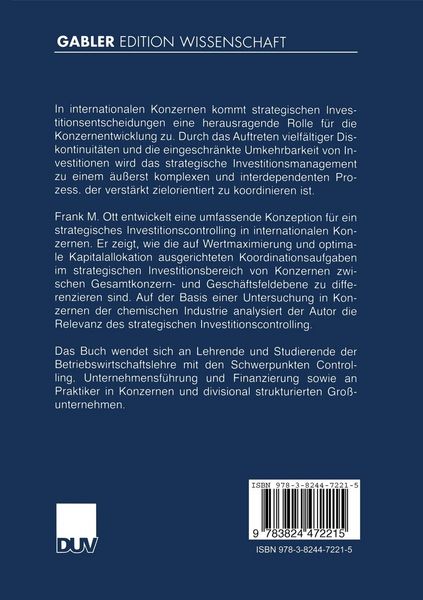 Produktbild: Strategisches Investitionscontrolling in internationalen Konzernen