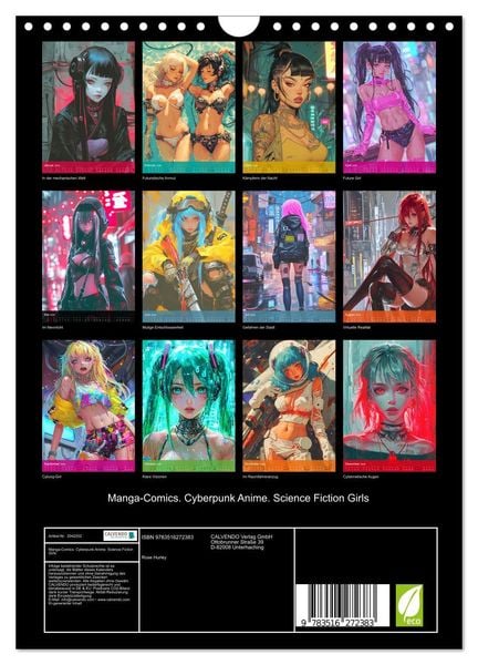 Produktbild: Manga-Comics. Cyberpunk Anime. Science Fiction Girls (Wandkalender 2026 DIN A4 hoch), CALVENDO Monatskalender