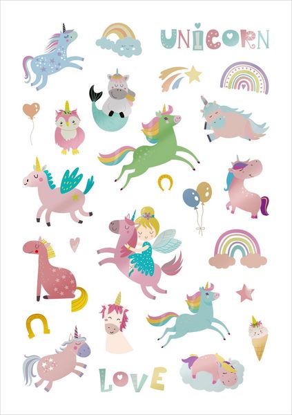 Produktbild: Glanz-Sticker &ndash; Einh&ouml;rner