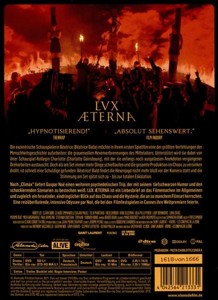 Produktbild: Lux &AElig;terna (Lux Aeterna) - Limited Edition Mediabook - Cover A - limitiert auf 1.666 St&uuml;ck und nummeriert (+ DVD)