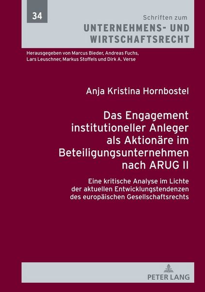 Produktbild: Das Engagement institutioneller Anleger als Aktion&auml;re im Beteiligungsunternehmen nach ARUG II