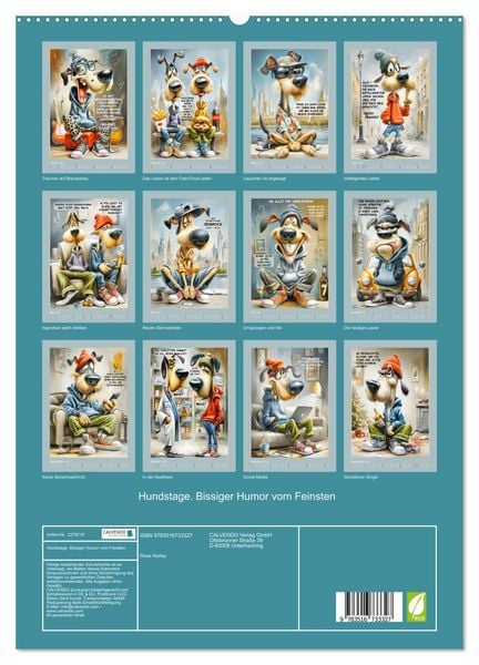 Produktbild: Hundstage. Bissiger Humor vom Feinsten (hochwertiger Premium Wandkalender 2026 DIN A2 hoch), Kunstdruck in Hochglanz
