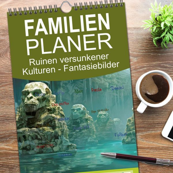 Produktbild: Familienplaner 2026 - Ruinen versunkener Kulturen - Fantasiebilder mit 5 Spalten (Wandkalender, 21 x 45 cm) CALVENDO