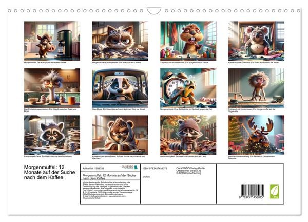 Produktbild: Morgenmuffel: 12 Monate auf der Suche nach dem Kaffee (Wandkalender 2026 DIN A3 quer), CALVENDO Monatskalender