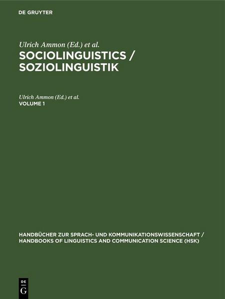 Produktbild: Sociolinguistics / Soziolinguistik. Volume 1