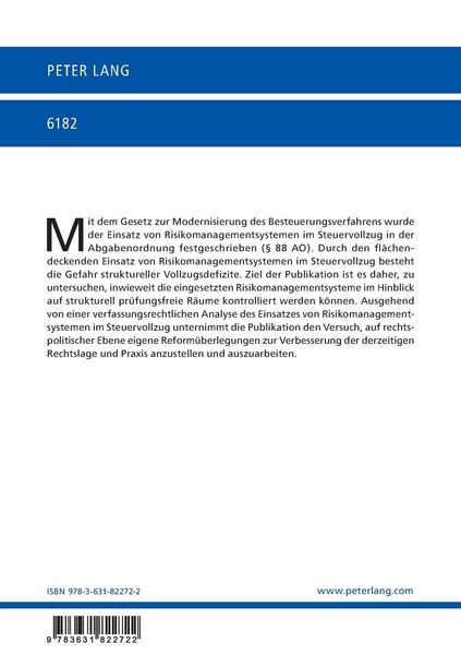 Produktbild: Risikomanagementsysteme im Steuervollzug und deren Kontrolle
