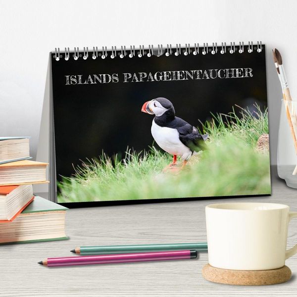 Produktbild: Islands Papageientaucher (Tischkalender 2026 DIN A5 quer), CALVENDO Monatskalender
