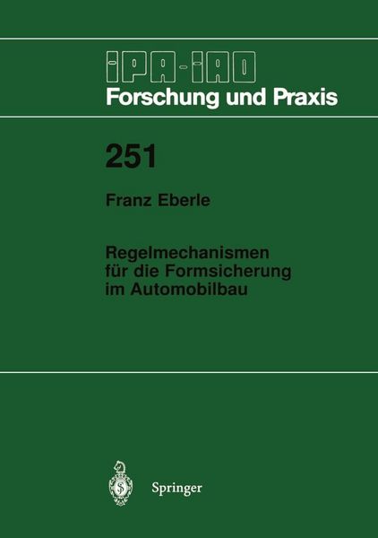 Produktbild: Regelmechanismen f&uuml;r die Formsicherung im Automobilbau