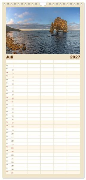 Produktbild: Familienplaner 2027 - Naturwunder in Island mit 5 Spalten (Wandkalender, 21 x 45 cm) CALVENDO