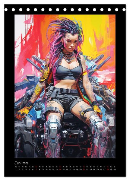 Produktbild: Cyberpunk. Futuristische Heldinnen (Tischkalender 2026 DIN A5 hoch), CALVENDO Monatskalender