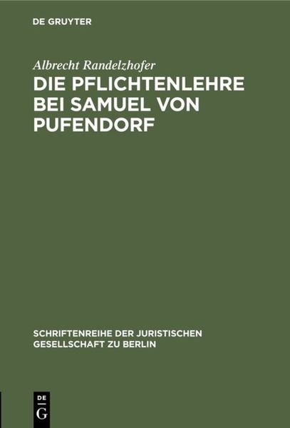 Produktbild: Die Pflichtenlehre bei Samuel von Pufendorf