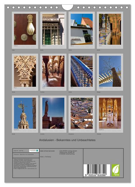 Produktbild: Andalusien - Bekanntes und Unbeachtetes (Wandkalender 2027 DIN A4 hoch), CALVENDO Monatskalender