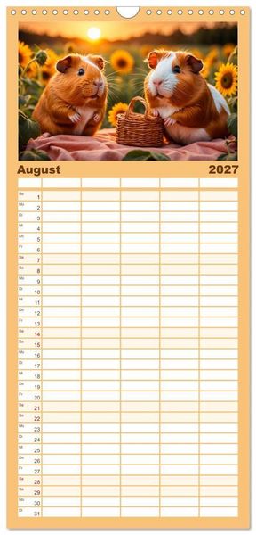 Produktbild: Familienplaner 2027 - Meerschweinchen mal anders! mit 5 Spalten (Wandkalender, 21 x 45 cm) CALVENDO