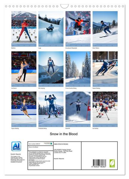Produktbild: Snow in the Blood (Wall Calendar 2027 DIN A3 portrait), CALVENDO 12 Month Wall Calendar