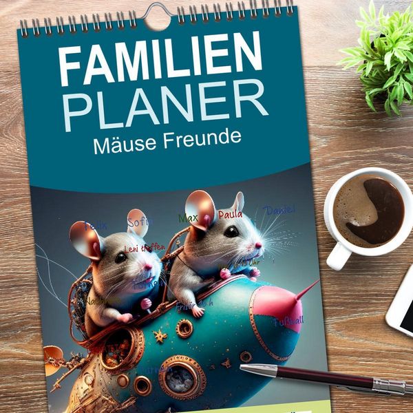 Produktbild: Familienplaner 2026 - M&auml;use Freunde mit 5 Spalten (Wandkalender, 21 x 45 cm) CALVENDO