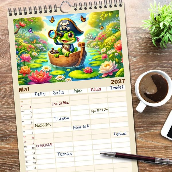Produktbild: Familienplaner 2027 - Kleine Piraten, Gro&szlig;e Tr&auml;ume" - Ein Kalender f&uuml;r junge Entdecker mit 5 Spalten (Wandkalender, 21 x 45 cm) CALVENDO