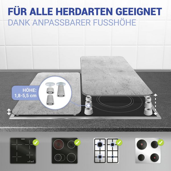 Produktbild: Herdabdeckplatte Universal Mod. Beton, 2er Set, f&uuml;r alle Herdarten geeignet