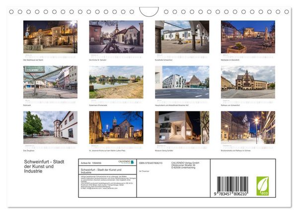 Produktbild: Schweinfurt - Stadt der Kunst und Industrie (Wandkalender 2026 DIN A4 quer), CALVENDO Monatskalender