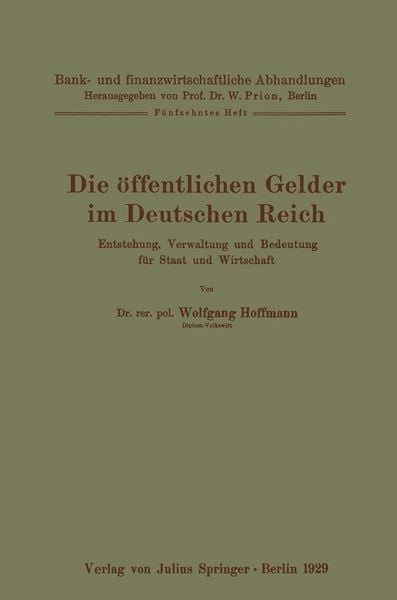 Produktbild: Die &ouml;ffentlichen Gelder im Deutschen Reich