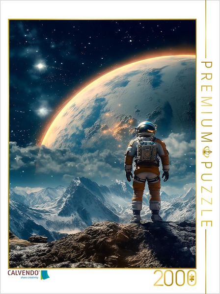 Produktbild: CALVENDO Puzzle Gipfelst&uuml;rmer - Astronaut auf dem Gipfel eines fremden Berges | 2000 Teile Lege-Gr&ouml;&szlig;e 90x67cm Foto-Puzzle f&uuml;r gl&uuml;ckliche Stunden