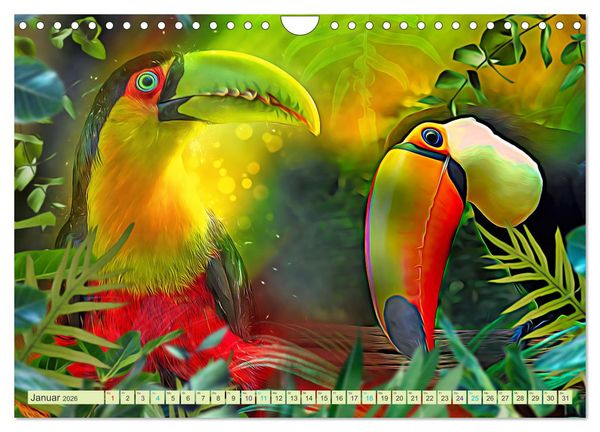 Produktbild: Dschungelwelt - Artwork (Wandkalender 2026 DIN A4 quer), CALVENDO Monatskalender