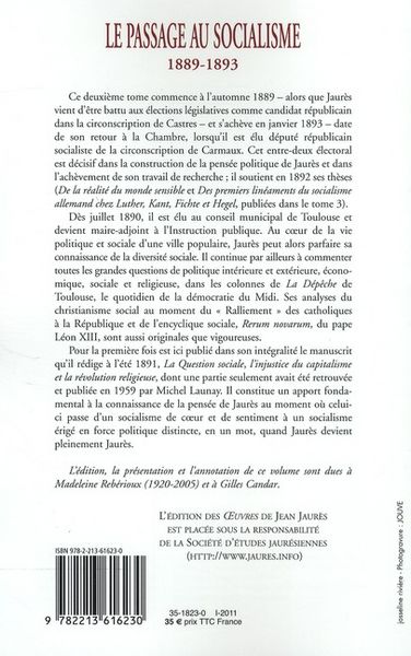 Produktbild: Oeuvres de Jean Jaures T.2 ; le Passage au Socialisme 1889-1893
