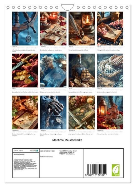 Produktbild: Maritime Meisterwerke (Wandkalender 2026 DIN A4 hoch), CALVENDO Monatskalender