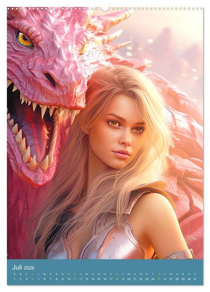 Produktbild: Drachenfrauen - Fantasiebilder (hochwertiger Premium Wandkalender 2026 DIN A2 hoch), Kunstdruck in Hochglanz