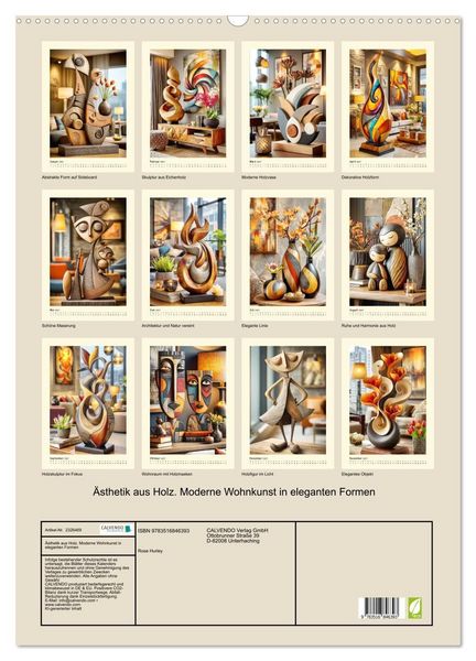 Produktbild: &Auml;sthetik aus Holz. Moderne Wohnkunst in eleganten Formen (Wandkalender 2027 DIN A2 hoch), CALVENDO Monatskalender