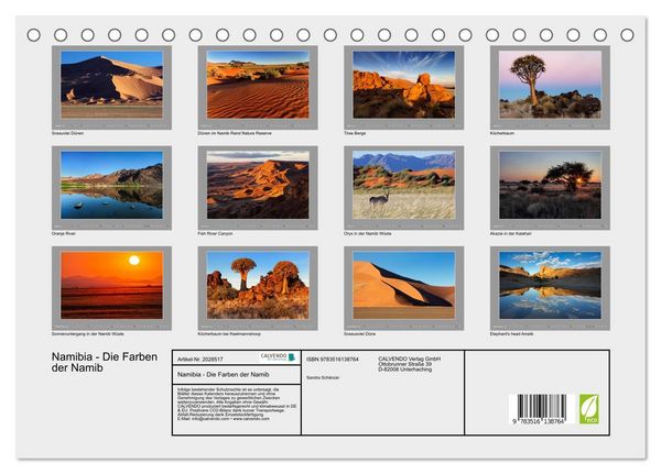 Produktbild: Namibia - Die Farben der Namib (Tischkalender 2026 DIN A5 quer), CALVENDO Monatskalender