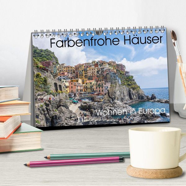 Produktbild: Farbenfrohe H&auml;user, Wohnen in Europa (Tischkalender 2026 DIN A5 quer), CALVENDO Monatskalender