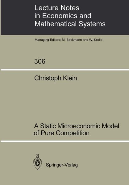 Produktbild: A Static Microeconomic Model of Pure Competition