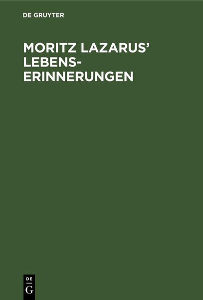 Produktbild: Moritz Lazarus' Lebenserinnerungen