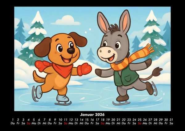 Produktbild: Wuff & Huf - Festliche Freundschaft 2026 Fotokalender DIN A3