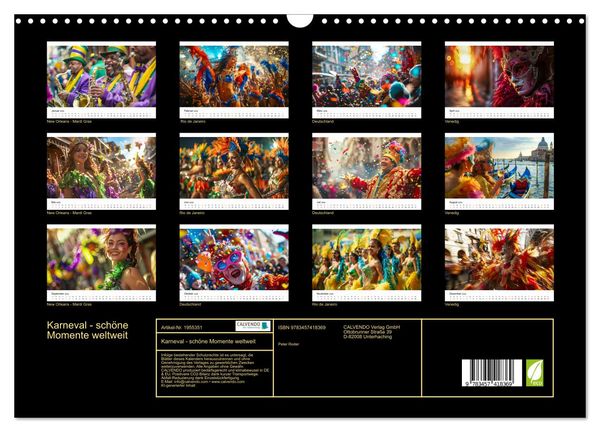 Produktbild: Karneval - sch&ouml;ne Momente weltweit (Wandkalender 2026 DIN A3 quer), CALVENDO Monatskalender