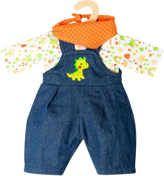 Puppen-Latzhose Dino, 3-teilig, Gr. 28-35 cm