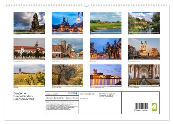 Produktbild: Deutsche Bundesl&auml;nder - Sachsen-Anhalt (hochwertiger Premium Wandkalender 2026 DIN A2 quer), Kunstdruck in Hochglanz