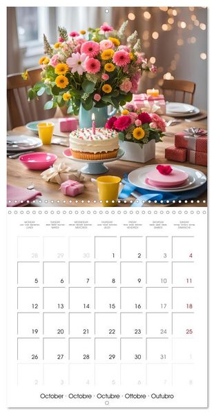 Produktbild: Birthday feelings - Your year full of AI birthdays (Wall Calendar 2026 12 &times; 12 Inch) CALVENDO 12 Month Wall Calendar