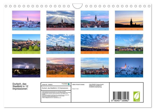 Produktbild: Durlach, das Stadtbild in 12 Impressionen (Wandkalender 2026 DIN A4 quer), CALVENDO Monatskalender