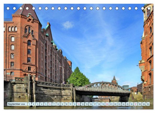 Produktbild: Hamburg - Ein Tag in der Speicherstadt (Tischkalender 2026 DIN A5 quer), CALVENDO Monatskalender