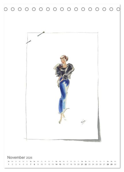 Produktbild: FIGURINEN 2026 - Fashion von 1949 - Originale von Elina Ruffinengo (Tischkalender 2026 DIN A5 hoch), CALVENDO Monatskalender