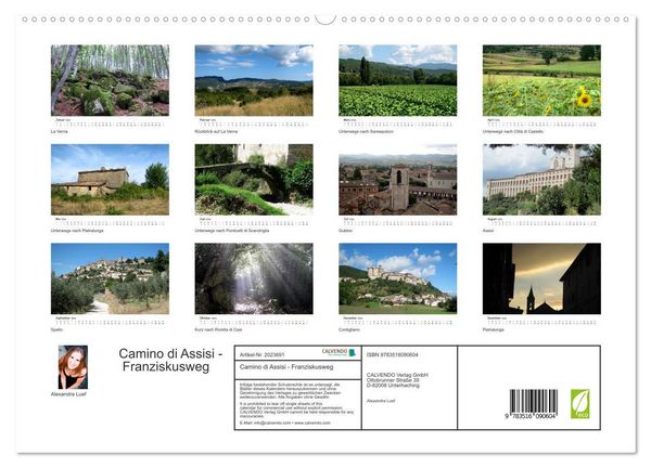Produktbild: Camino di Assisi - Franziskusweg (hochwertiger Premium Wandkalender 2026 DIN A2 quer), Kunstdruck in Hochglanz
