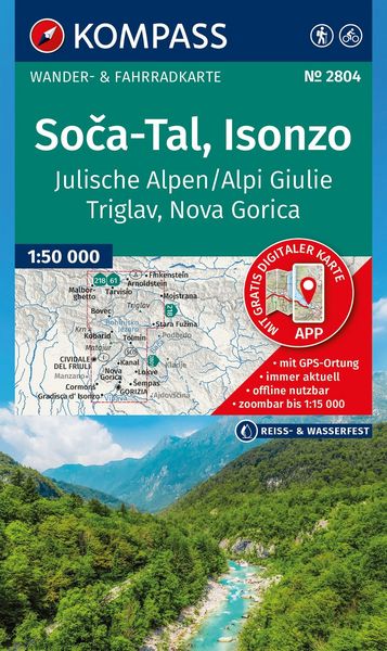 Produktbild: KOMPASS Wanderkarte 2804 Soča-Tal, Isonzo, Alpi Giulie / Julische Alpen, Triglav, Nova Gorica 1:50.000