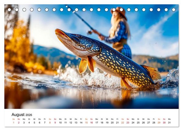 Produktbild: Angeln mit Herz und Haken (Tischkalender 2026 DIN A5 quer), CALVENDO Monatskalender