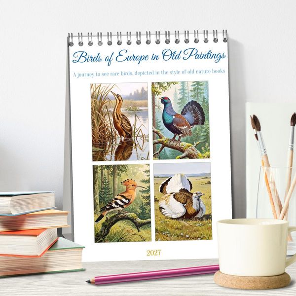 Produktbild: Birds of Europe in Old Paintings (Desk Calendar 2027 DIN A5 portrait), CALVENDO 12 Month DeskCalendar
