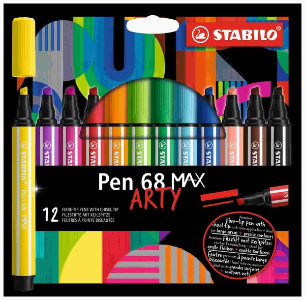 STABILO Filzstift Pen 68 MAX mit dicker Keilspitze, 12er Set
