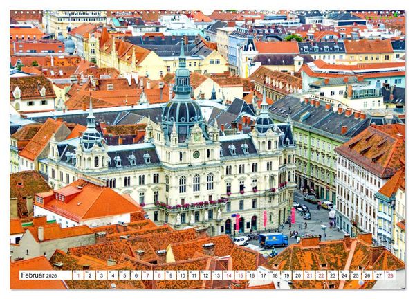 Produktbild: Graz - Ausblick auf die Dachlandschaft (hochwertiger Premium Wandkalender 2026 DIN A2 quer), Kunstdruck in Hochglanz