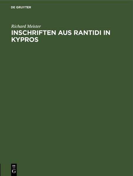 Produktbild: Inschriften aus Rantidi in Kypros